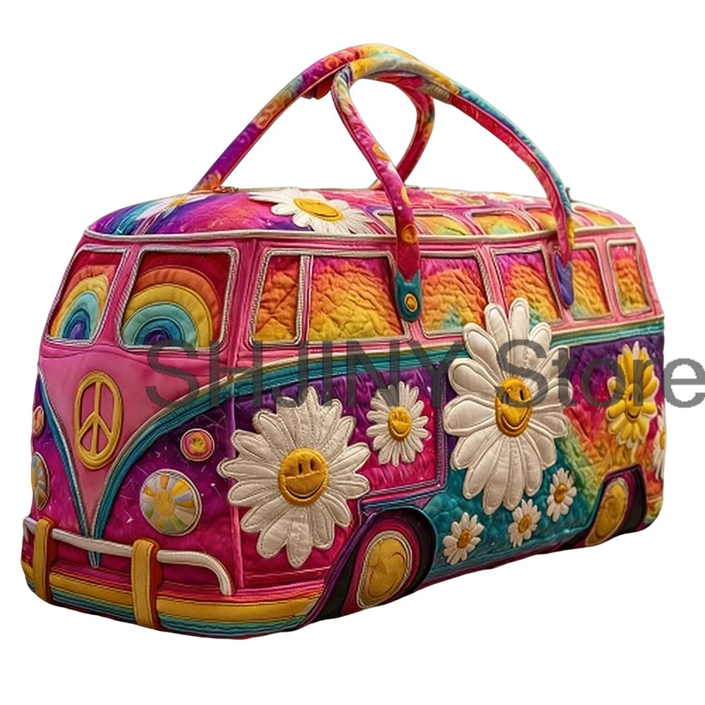 Men's 2026 Camping Trailer Quilted Duffle Bag Unisex Casual Daypack Women Weekender Travel Handbag