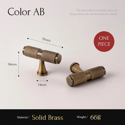 Santaya Brass Diamond-cut Cross Knurl Pattern Antique Kitchen Cabinet Handles Wardrobe Pull T-bar Knobs