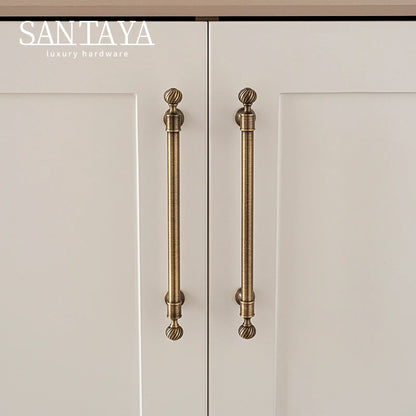 Santaya Brushed Antique Brass Handles Luxury Kitchen Cabinet Pull Wardrobe Dresser Drawer Knob Shell Handle Furniture Hardware