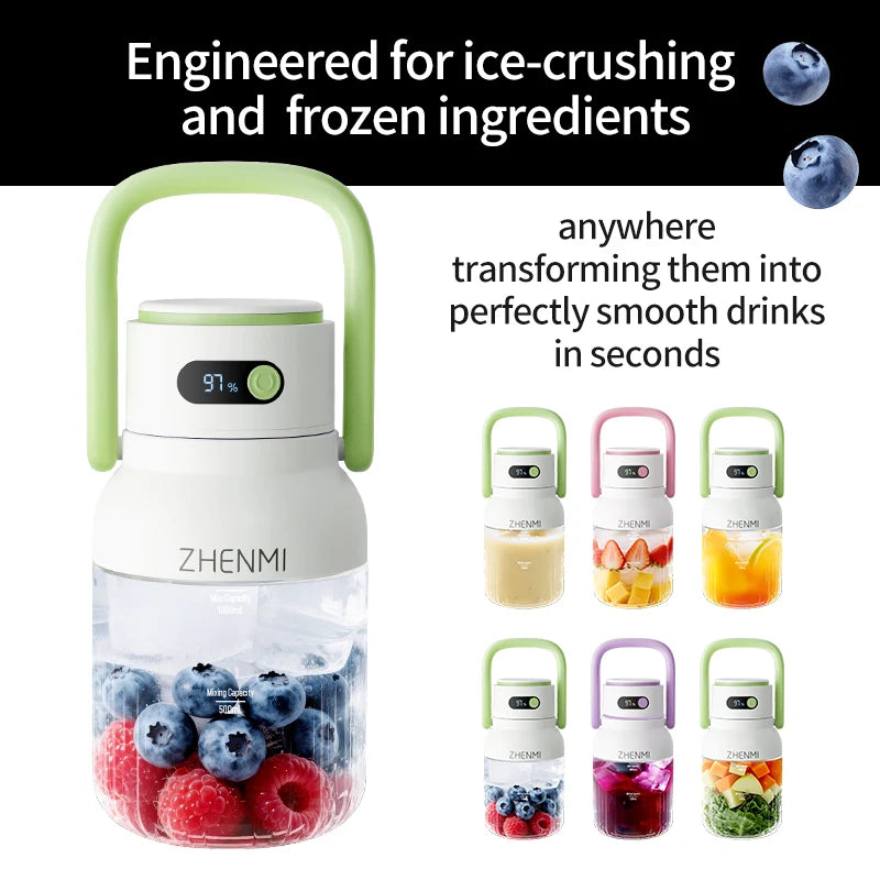 Holidays and Birthdays Blender for Shakes & Smoothies! ZHENMI BPA-Free Cordless Blender, 33oz, Ice Crushing, USB Rechargeable,