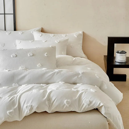 Heart Shape Fluffy Duvet Cover Set All Seasons Bedding Set with Quilt Cover and Pillowcase Double Queen Comforter Cover Set