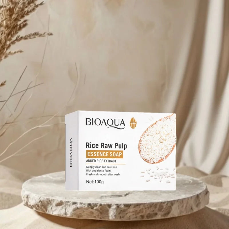 1/2/3PCS Rice Puree Soap, Gentle Cleansing Bath Soap, Unisex Full-Body Cleansing Soap, Dense Foam For Daily Facial Cleansing And Bathing, Household Portable Multifunctional Cleaning Soap, 100G Daily Household Hand Wash Soap