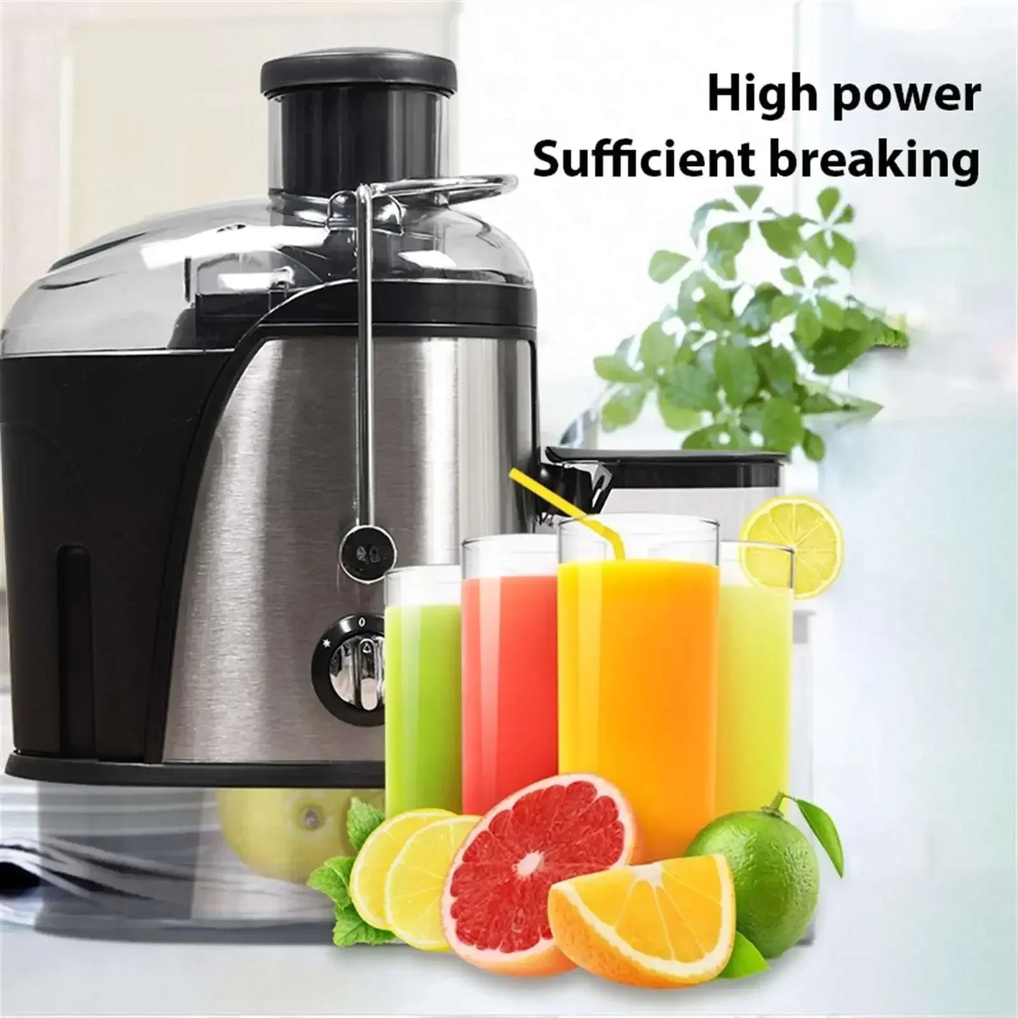 1.5L Stainless Steel Fruit Vegetable Centrifugal Juicer Auto Pulp Ejection, Wide Feeding Chute, High Efficiency Juice Extractor