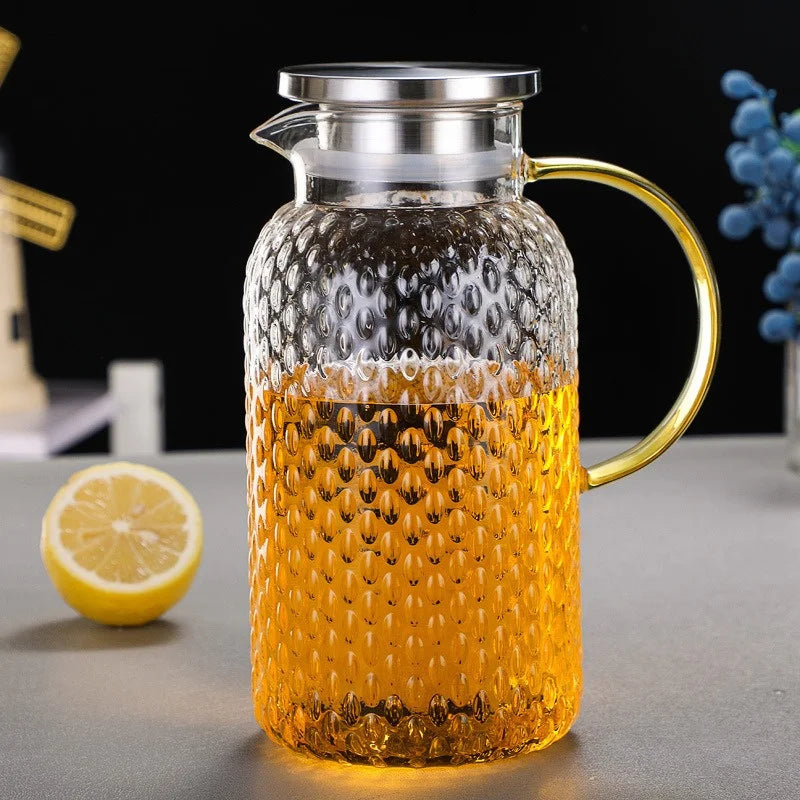 JUSTINLAU Cold Kettle High borosilicate glass Water Jug Heat resistant Glass Teapot Summer Juice Tea Kettle for Home/Office