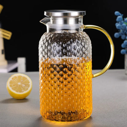 JUSTINLAU Cold Kettle High borosilicate glass Water Jug Heat resistant Glass Teapot Summer Juice Tea Kettle for Home/Office
