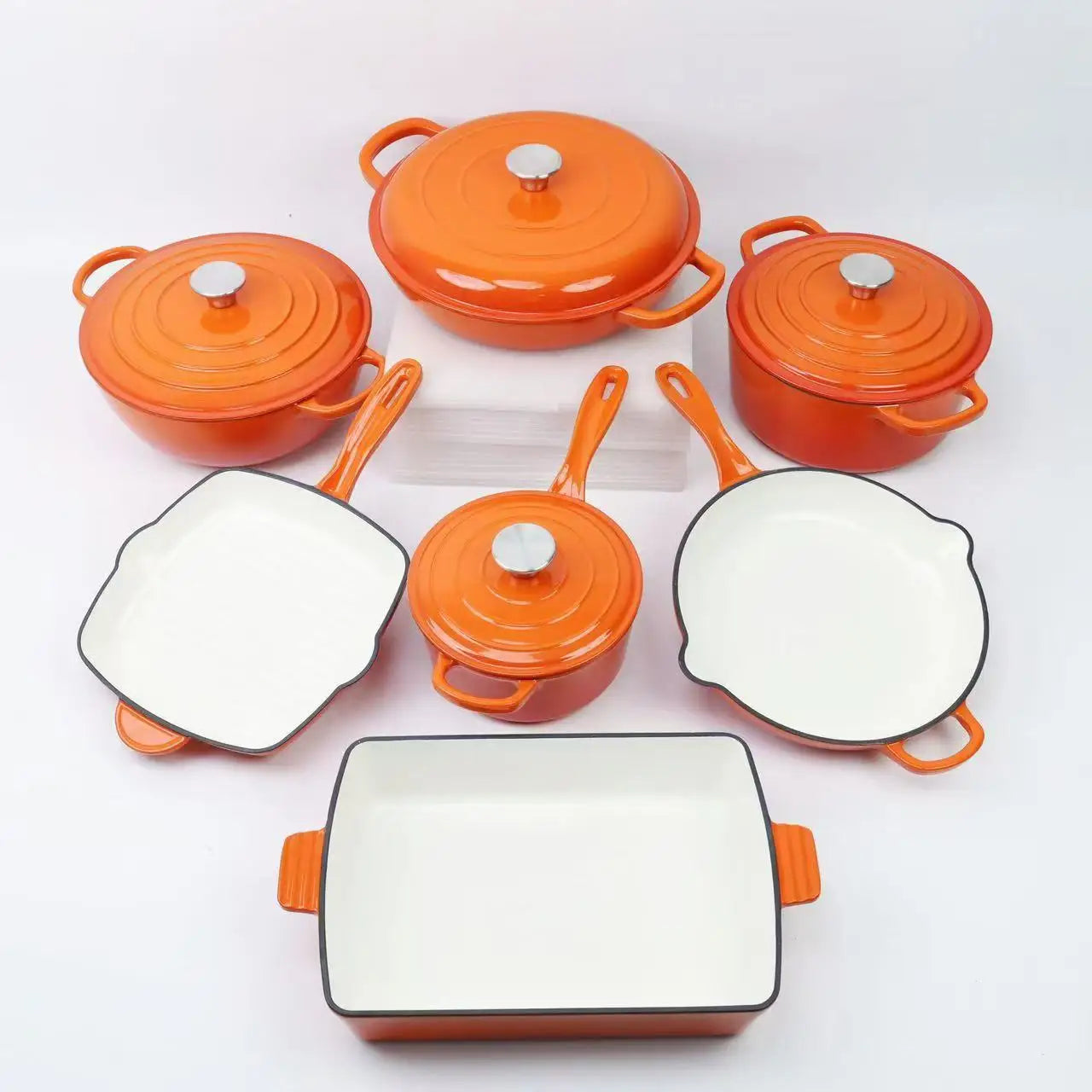 Multicolor Enamel Cooking Pot Casserole Set Cast Iron Cookware Set Induction Dutch Oven Casserole