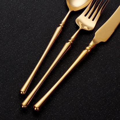 6/16/24/30Pcs Gold Tableware Stainless Steel 304 Cutlery Set Mirror Dinnerware Wedding Gift Hotel Home Dinner Party Flatware