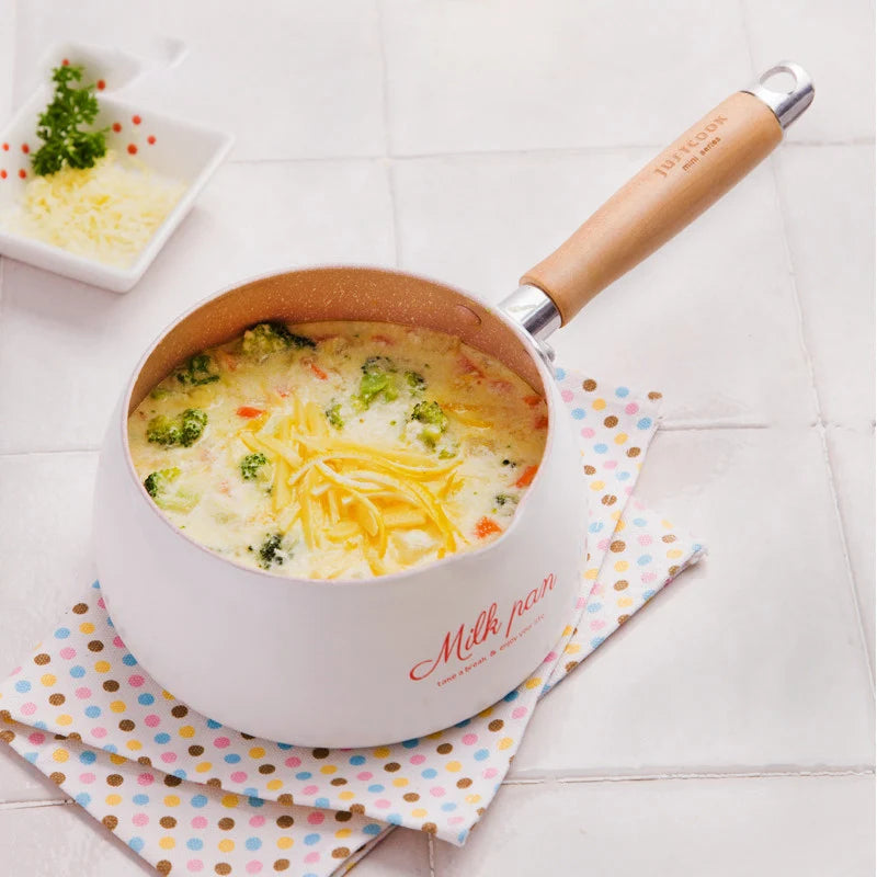 Kitchen Pot 16 CM Mini Milk Pans Christmas Gift Chocolate Milk Soup No-Stick Cooking Pot General Use for Gas & Induction Cooker