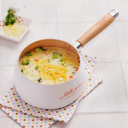 Kitchen Pot 16 CM Mini Milk Pans Christmas Gift Chocolate Milk Soup No-Stick Cooking Pot General Use for Gas & Induction Cooker