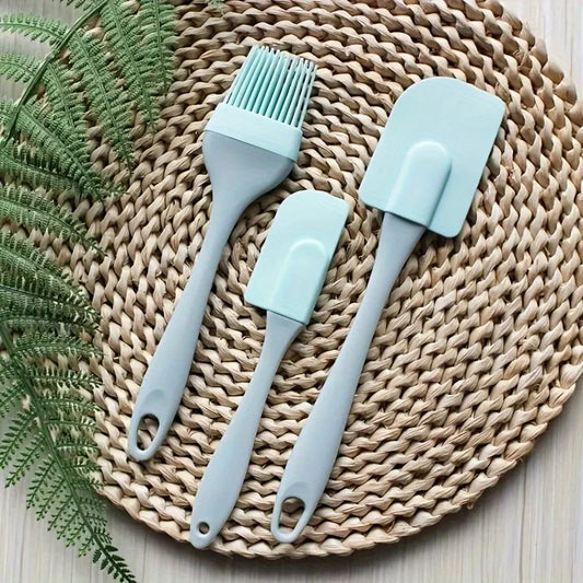 3PCS Cream Scraper DIY Bread Cake Butter Spatula Mixer Oil Brush Kitchen Baking Tool Silicone All-In-One Baking Kitchen Utensil