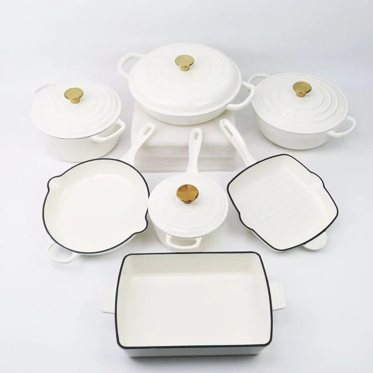 Multicolor Enamel Cooking Pot Casserole Set Cast Iron Cookware Set Induction Dutch Oven Casserole