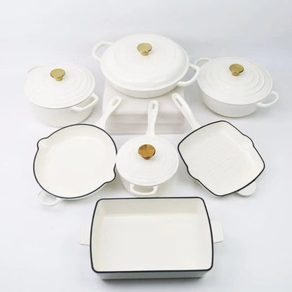 Multicolor Enamel Cooking Pot Casserole Set Cast Iron Cookware Set Induction Dutch Oven Casserole