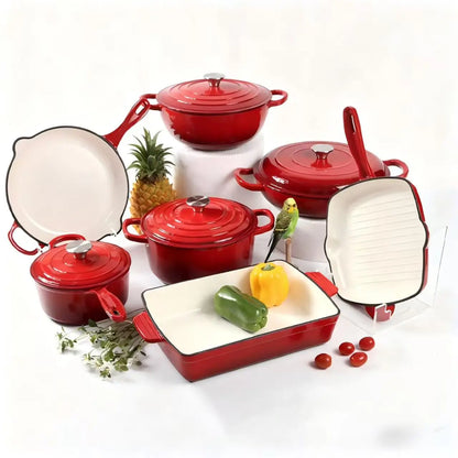 Multicolor Enamel Cooking Pot Casserole Set Cast Iron Cookware Set Induction Dutch Oven Casserole