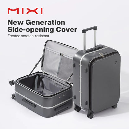 Mixi New PC Aluminum Frame Suitcase Front Opening Rolling Travel Luggage