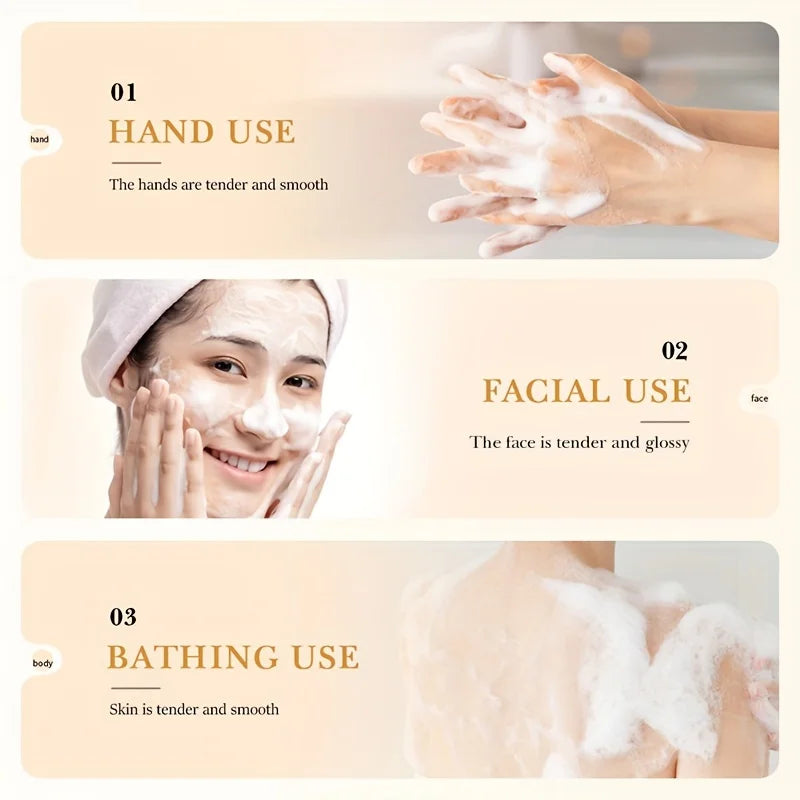 1/2/3PCS Rice Puree Soap, Gentle Cleansing Bath Soap, Unisex Full-Body Cleansing Soap, Dense Foam For Daily Facial Cleansing And Bathing, Household Portable Multifunctional Cleaning Soap, 100G Daily Household Hand Wash Soap