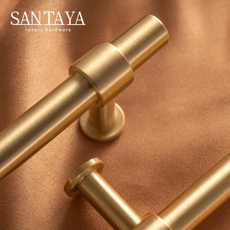 Santaya Solid Brushed Handles Modern Style Brass Pitch 192mm Long Pull Cabinet Knobs Furniture Wardrobe Gold Handle