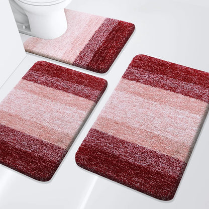 Bathroom Rugs Set 3 Piece, Extra Soft and Absorbent Bath Rugs, Machine Wash Dry Bath Mats for Bathroom, Toilet