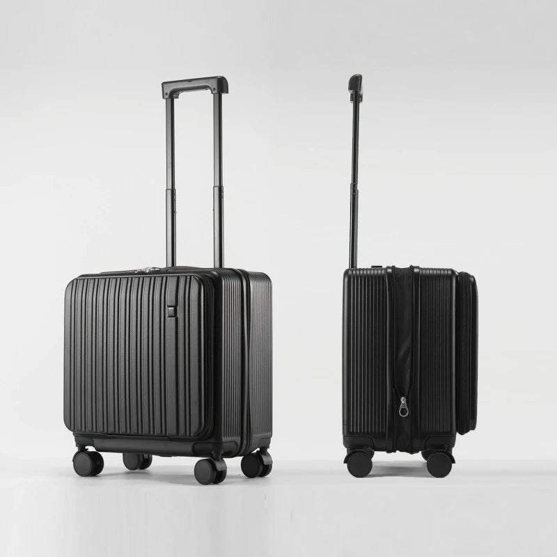 18 Inch Expandable Carry On Luggage Lightweight Front Opening Suitcase Password Lock USB Type C Cup Holder Spinner Wheels Travel