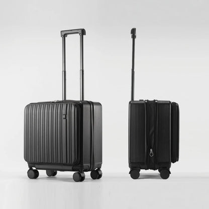 18 Inch Expandable Carry On Luggage Lightweight Front Opening Suitcase Password Lock USB Type C Cup Holder Spinner Wheels Travel