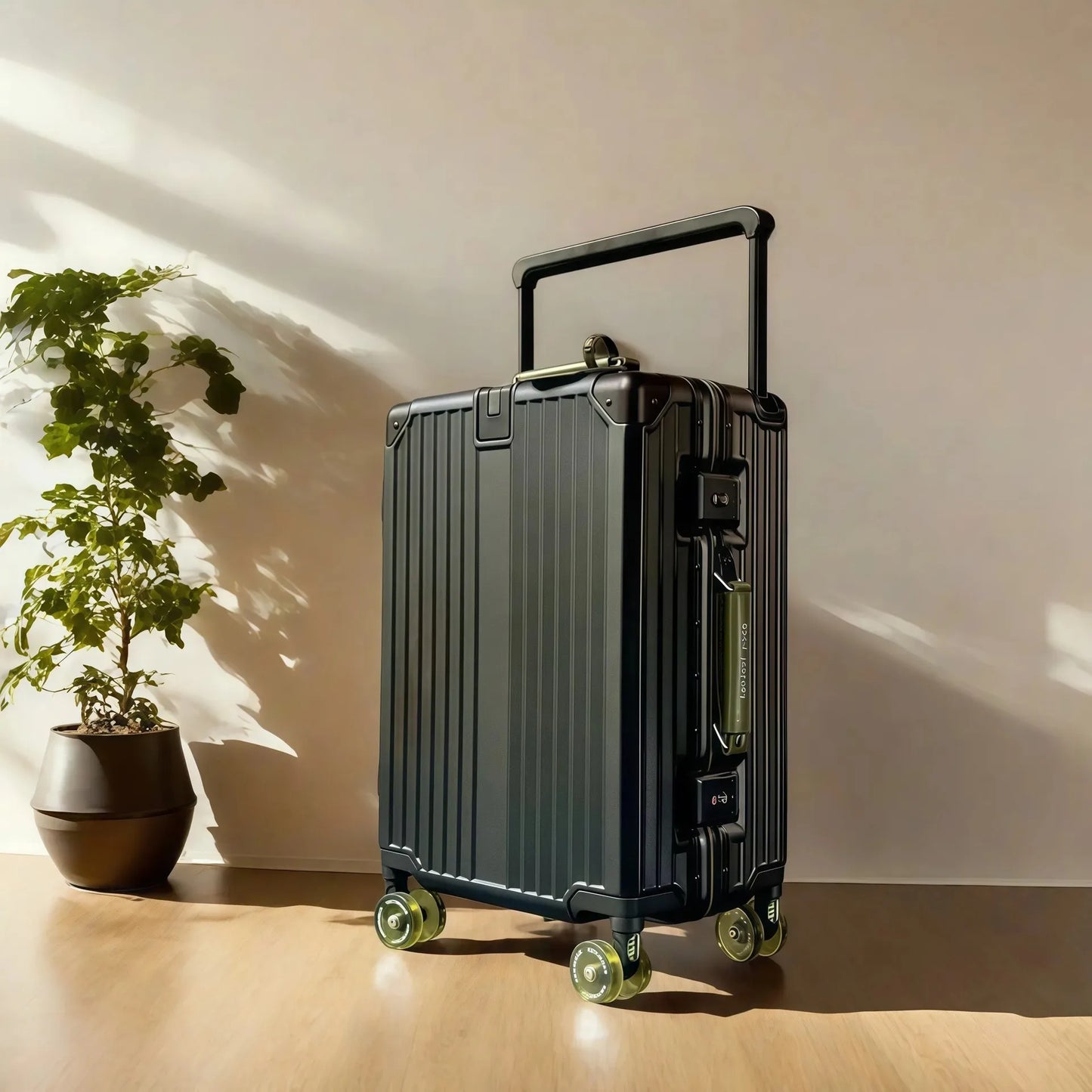 BunnyFly Wide Handlebar Travel Trolley Suitcase with Colorful Silent Wheels TSA Lock Rolling Luggage Large Capacity PC Material