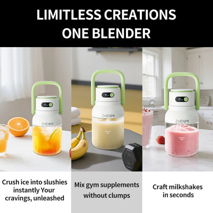 Holidays and Birthdays Blender for Shakes & Smoothies! ZHENMI BPA-Free Cordless Blender, 33oz, Ice Crushing, USB Rechargeable,