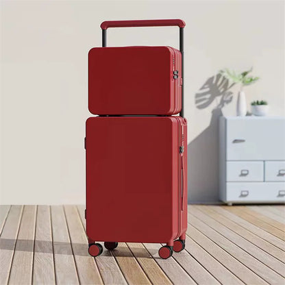 Luggage Set with USB & Cup Holder TSA Lock 360° Wheels Side-standing Foot Hook PC+ABS Suitcase Foldable Travel Case