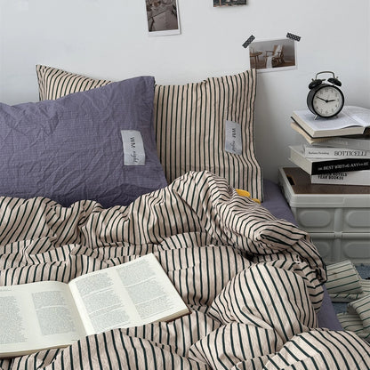 Stripe Bedding Comforter Set with Pillowcase bed sheet Single Full Size Bed Linen Duvet Cover Set Queen/King Double Single Bed