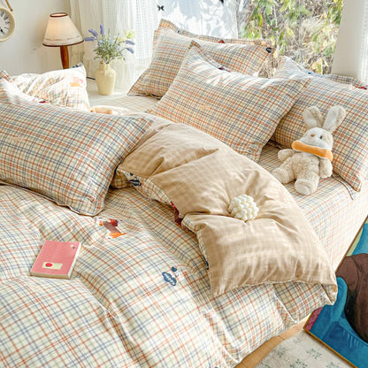 100 % Cotton Duvet Cover Set Bedding Set Striped Cute Dog Design Duvet Cover Pillowsham Comfort Breathable Fade Resistant