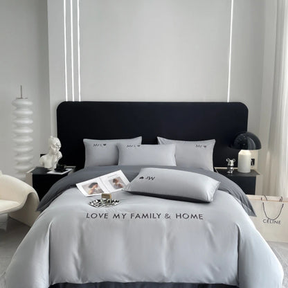 Nordic Luxury Egyptian Cotton Duvet Cover Bedding Set with fitted Sheet and Pillowcases
