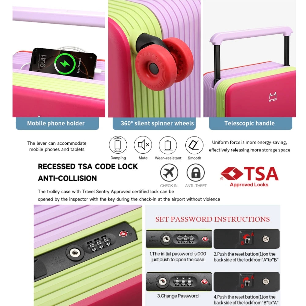 Multi-color Dopamine Fashion Suitcase Zipperless Travel Suitcase