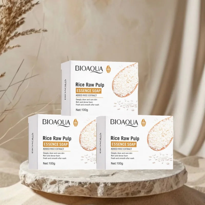 1/2/3PCS Rice Puree Soap, Gentle Cleansing Bath Soap, Unisex Full-Body Cleansing Soap, Dense Foam For Daily Facial Cleansing And Bathing, Household Portable Multifunctional Cleaning Soap, 100G Daily Household Hand Wash Soap