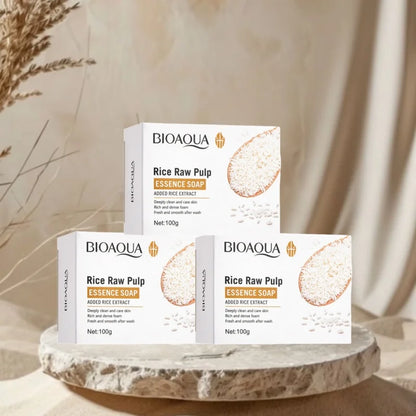 1/2/3PCS Rice Puree Soap, Gentle Cleansing Bath Soap, Unisex Full-Body Cleansing Soap, Dense Foam For Daily Facial Cleansing And Bathing, Household Portable Multifunctional Cleaning Soap, 100G Daily Household Hand Wash Soap