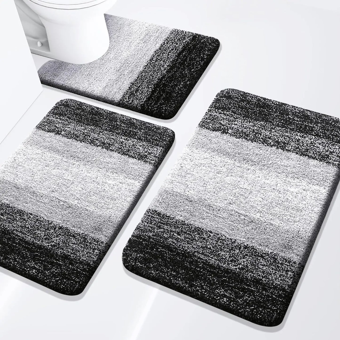 Bathroom Rugs Set 3 Piece, Extra Soft and Absorbent Bath Rugs, Machine Wash Dry Bath Mats for Bathroom, Toilet