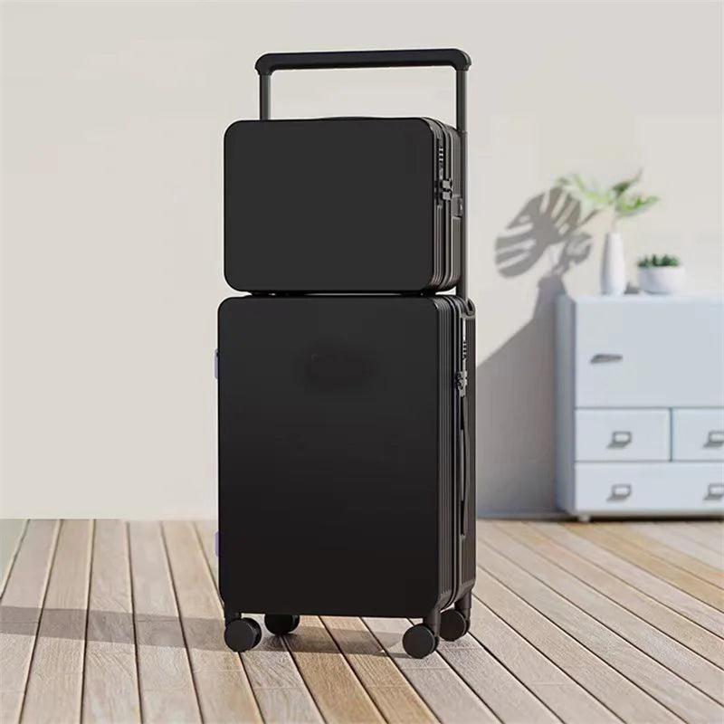 Luggage Set with USB & Cup Holder TSA Lock 360° Wheels Side-standing Foot Hook PC+ABS Suitcase Foldable Travel Case