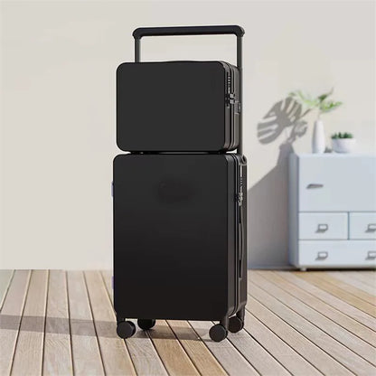 Luggage Set with USB & Cup Holder TSA Lock 360° Wheels Side-standing Foot Hook PC+ABS Suitcase Foldable Travel Case