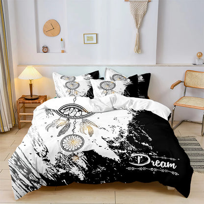 3pcs Dream Catcher Pattern Duvet Cover Set Soft Comfortable Bedding Set For Home Bedroom （1 Duvet Cover & 2 Pillowcases）