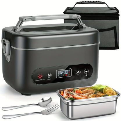 100W Wireless Electric Lunch Box 12000mAh Rechargeable Portable Food Heater Smart Bento Box with Timer for Office Adults Gift