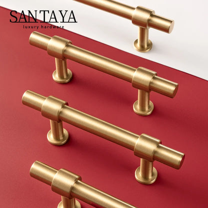 Santaya Solid Brushed Handles Modern Style Brass Pitch 192mm Long Pull Cabinet Knobs Furniture Wardrobe Gold Handle