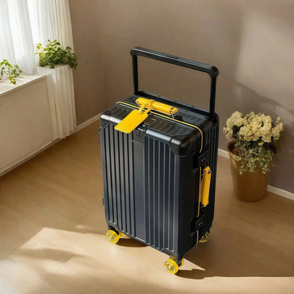 BunnyFly Wide Handlebar Travel Trolley Suitcase with Colorful Silent Wheels TSA Lock Rolling Luggage Large Capacity PC Material