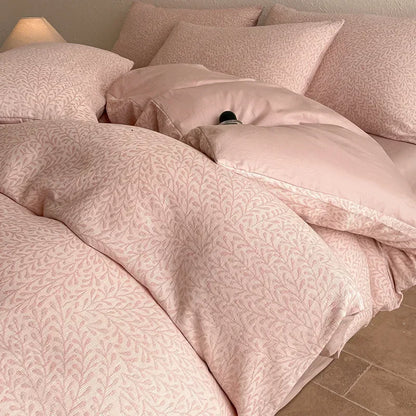 Light Luxury Soft Thick 100% Cotton Flat Sheet Sets Satin Jacquard Silky Bedding Set for Seasons Single Double Bed Comfort Set