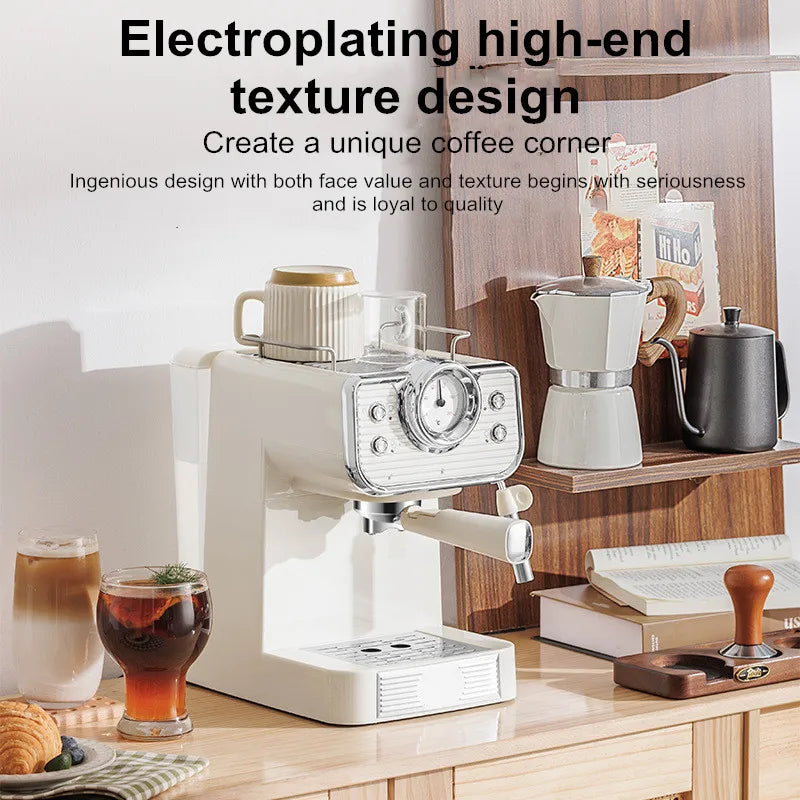 Italian Semi-Automatic Coffee Machine Household Small 20Bar High Pressure Extraction Manual Steam Milk Foam Fast Heating