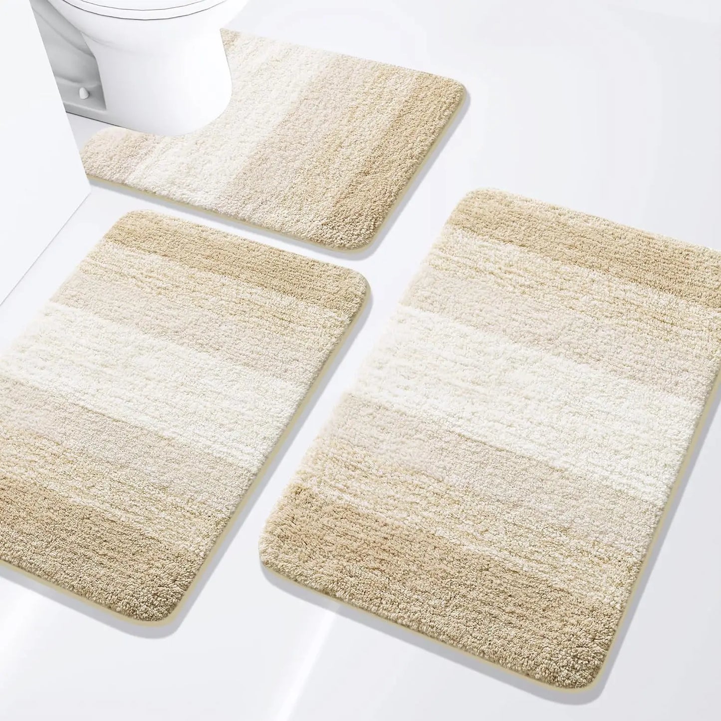 Bathroom Rugs Set 3 Piece, Extra Soft and Absorbent Bath Rugs, Machine Wash Dry Bath Mats for Bathroom, Toilet