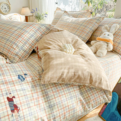 100 % Cotton Duvet Cover Set Bedding Set Striped Cute Dog Design Duvet Cover Pillowsham Comfort Breathable Fade Resistant