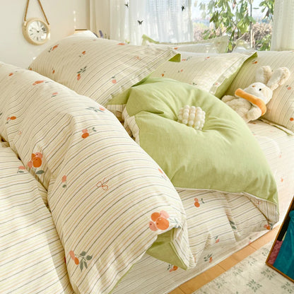 100 % Cotton Duvet Cover Set Bedding Set Striped Cute Dog Design Duvet Cover Pillowsham Comfort Breathable Fade Resistant