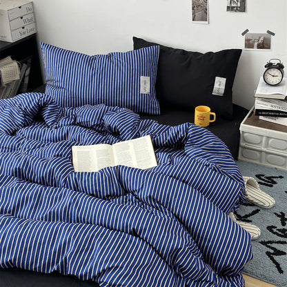 Stripe Bedding Comforter Set with Pillowcase bed sheet Single Full Size Bed Linen Duvet Cover Set Queen/King Double Single Bed