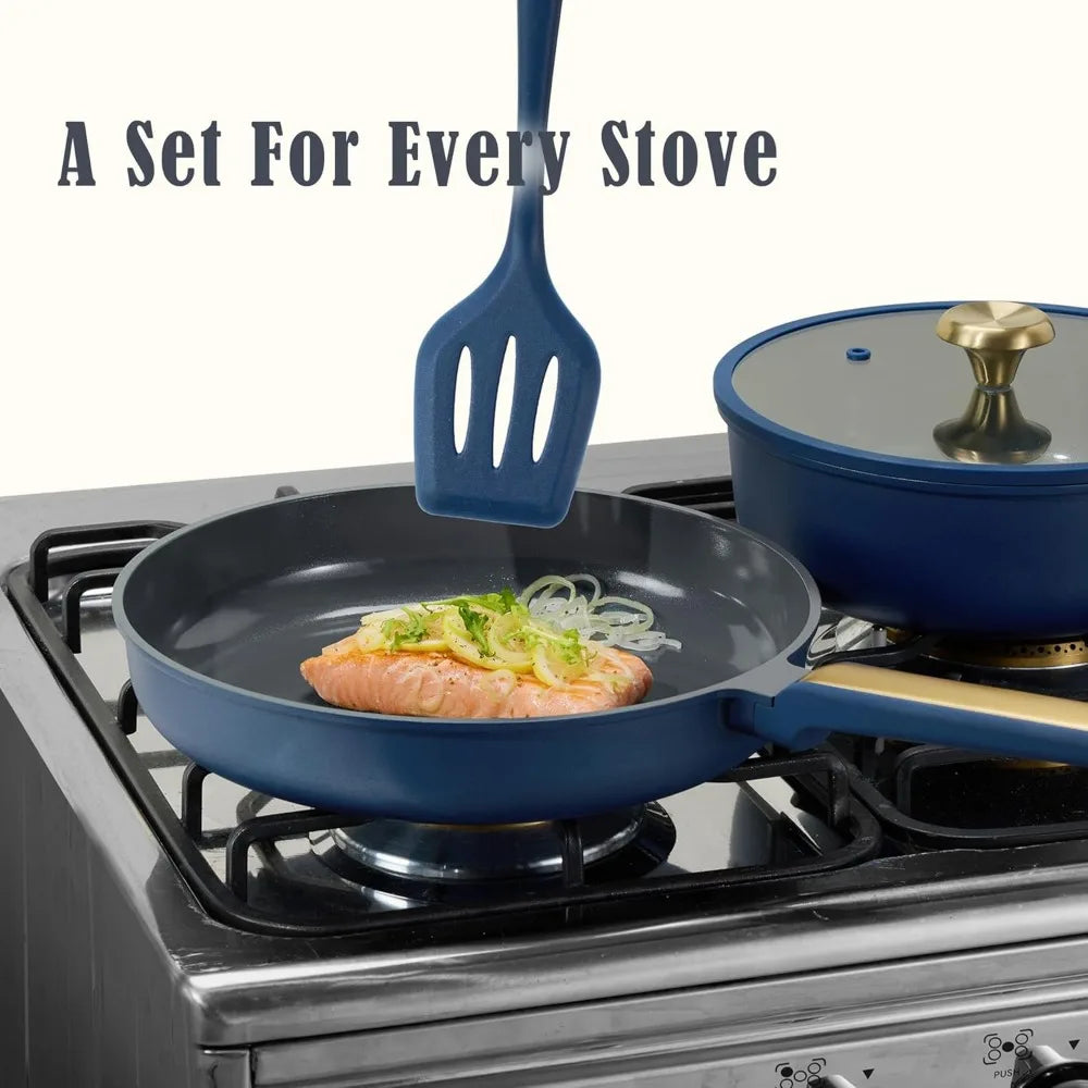 16-Piece Ceramic Nonstick Cookware Set, Blue