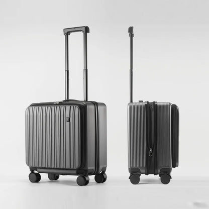 18 Inch Expandable Carry On Luggage Lightweight Front Opening Suitcase Password Lock USB Type C Cup Holder Spinner Wheels Travel