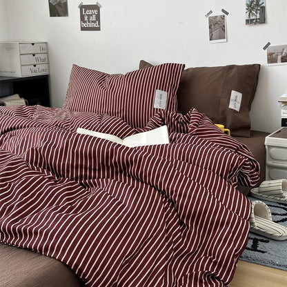 Stripe Bedding Comforter Set with Pillowcase bed sheet Single Full Size Bed Linen Duvet Cover Set Queen/King Double Single Bed