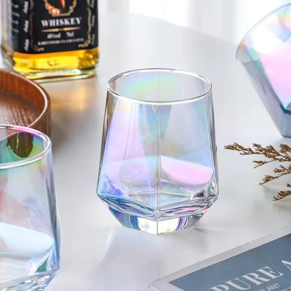 Stemless Wine Glass Set Of 6(10 Oz), Iridescent Glassware,