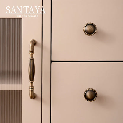 Santaya Antique Brass Cabinet Pulls 5 Inch Hole Center Bar Drawer Pulls for Kitchen Cabinet Handle Dressers Copper Home Hardware
